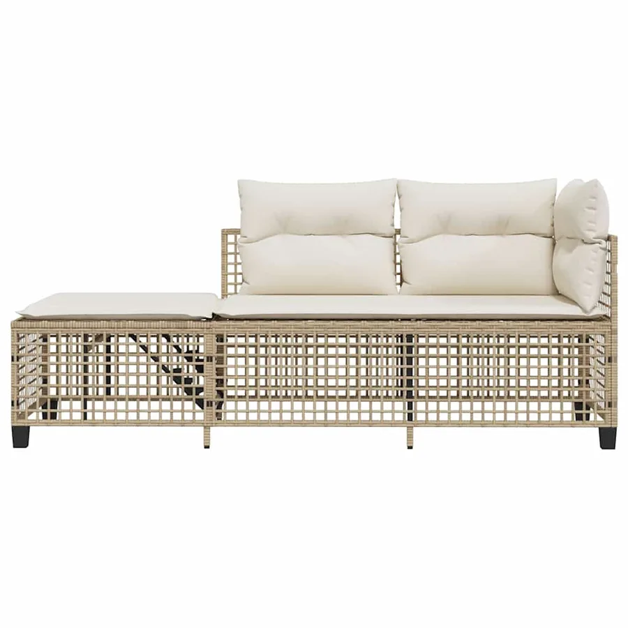 Salon de jardin d'angle avec coussins 3pcs beige résine tressée - 5