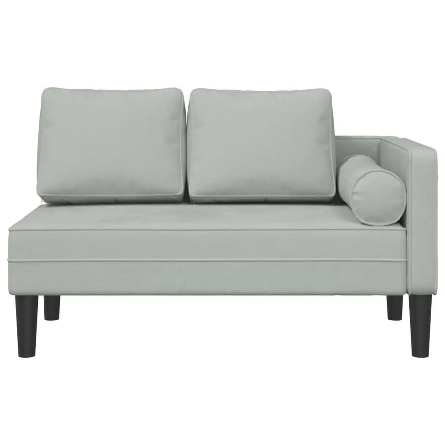 Chaise longue avec coussins gris clair velours - 3