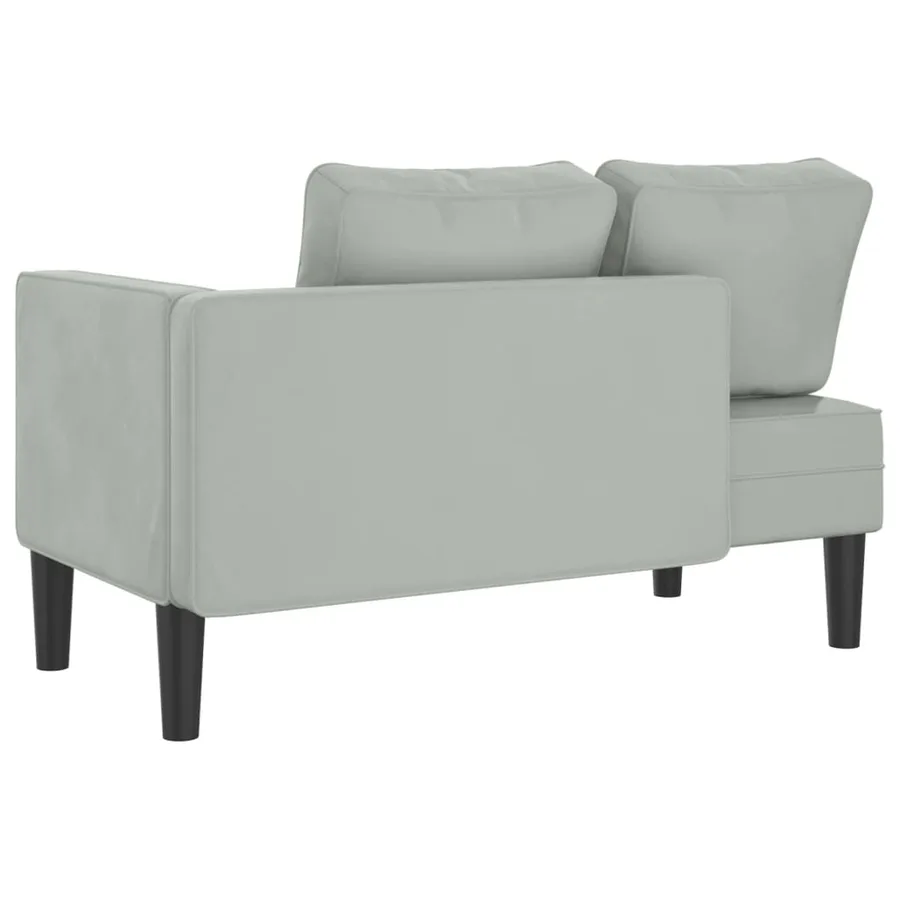 Chaise longue avec coussins gris clair velours - 5