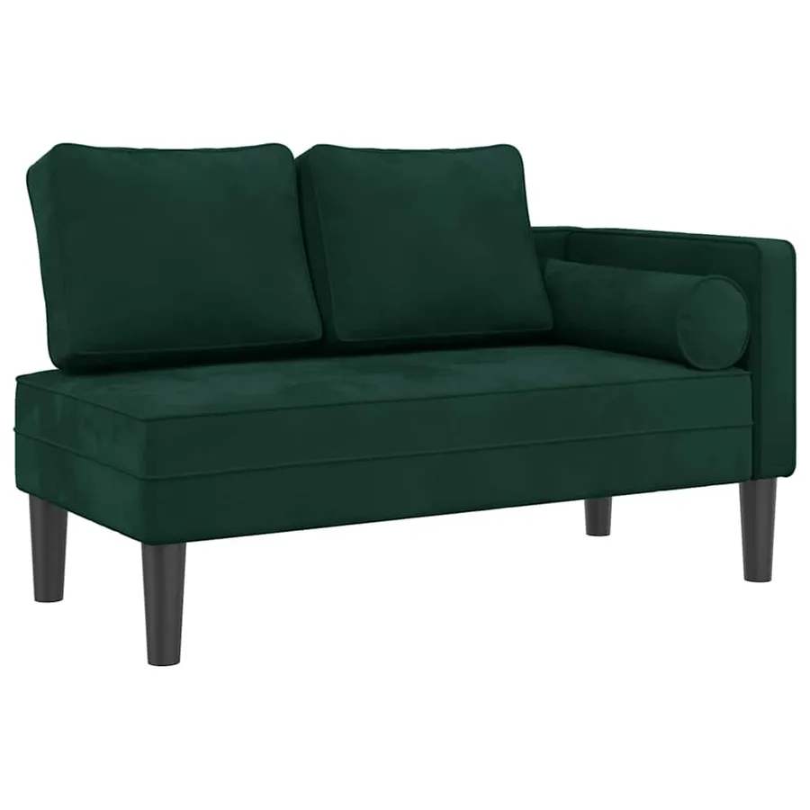 Chaise longue avec coussins vert foncé velours - 2