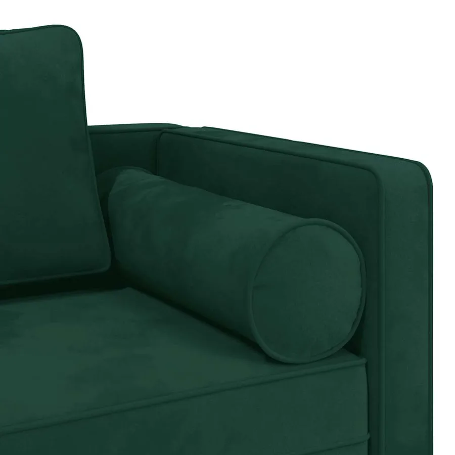 Chaise longue avec coussins vert foncé velours - 6