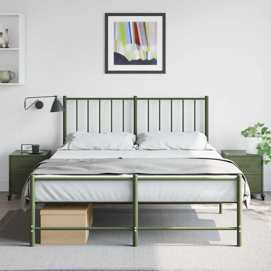 Tables de chevet 2 pcs vert olive 36x39x43,5 cm acier - 3
