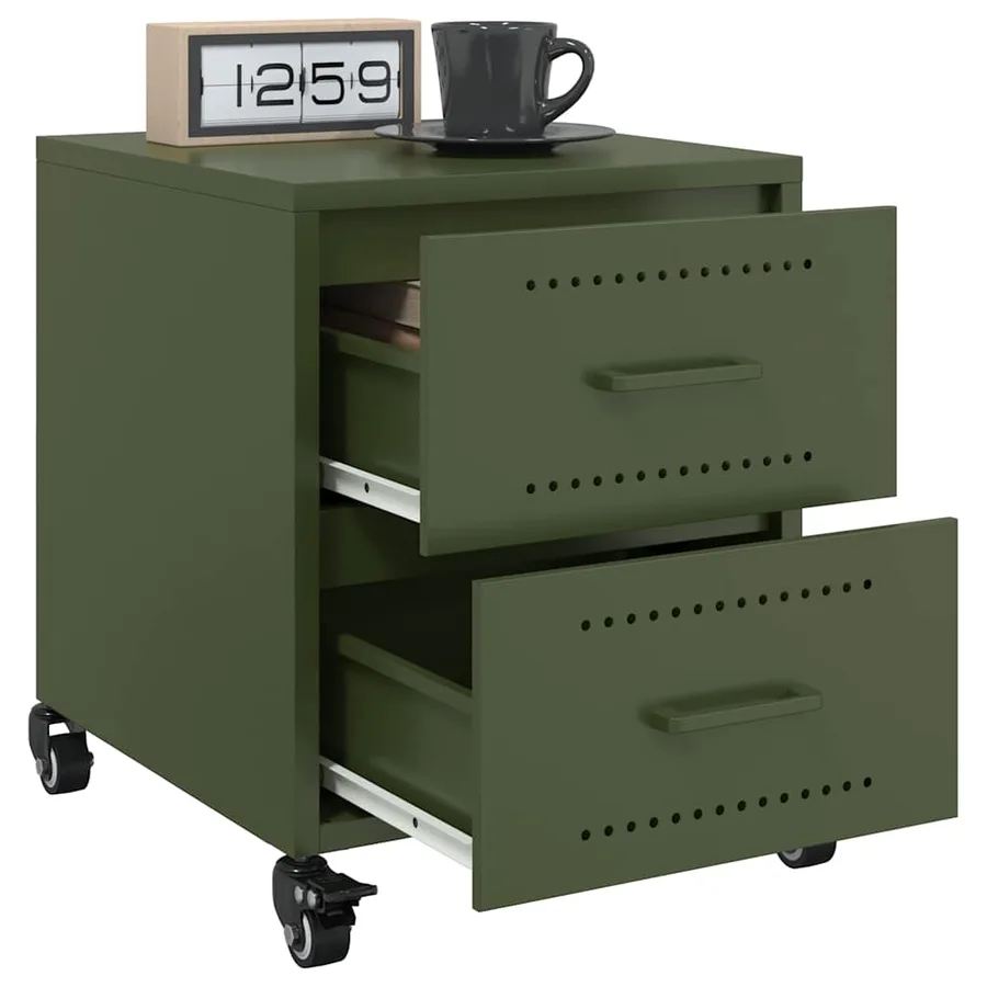 Tables de chevet 2 pcs vert olive 36x39x43,5 cm acier - 4