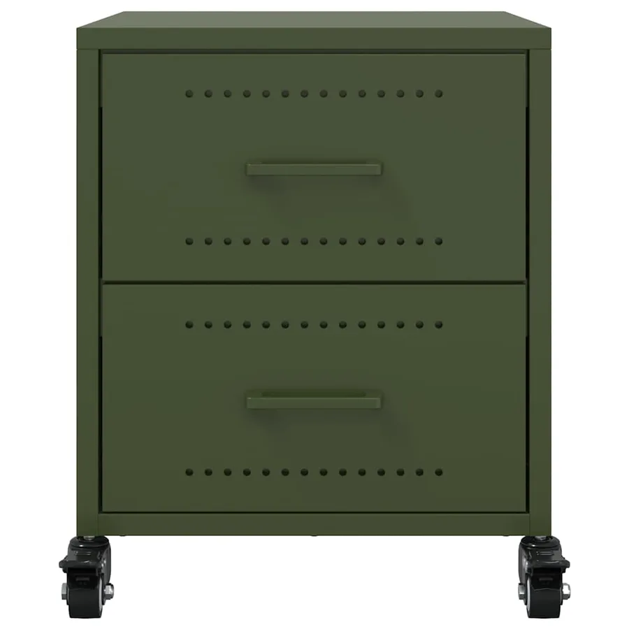 Tables de chevet 2 pcs vert olive 36x39x43,5 cm acier - 5