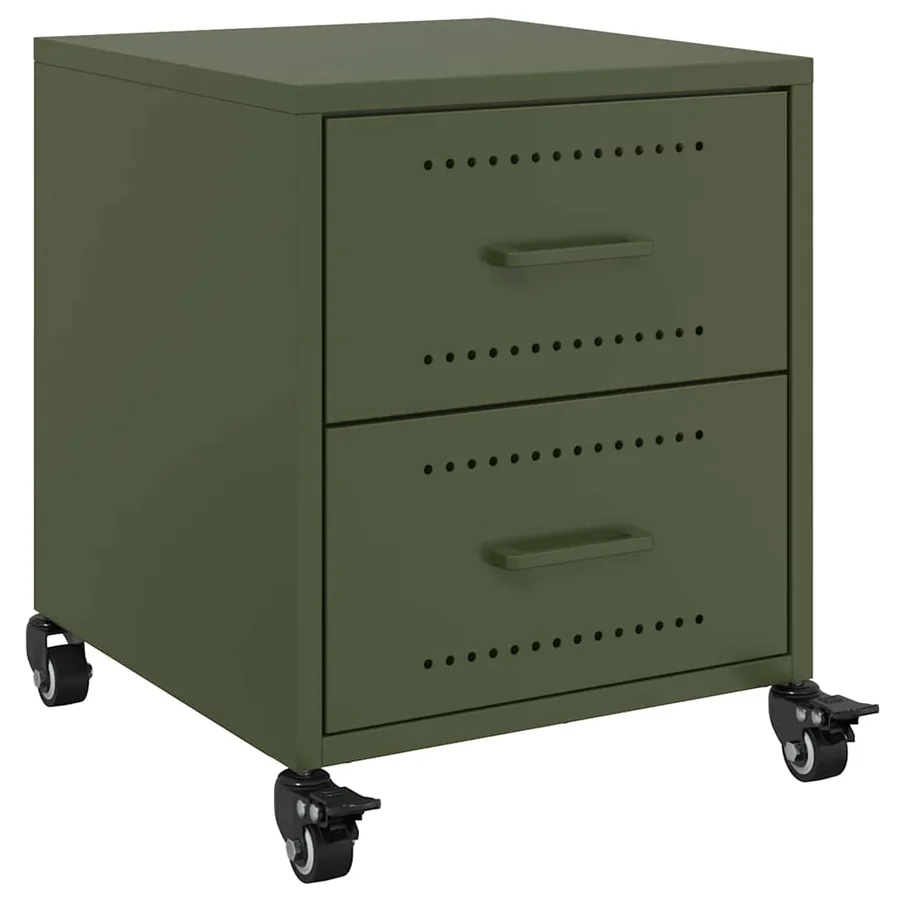 Tables de chevet 2 pcs vert olive 36x39x43,5 cm acier - 6