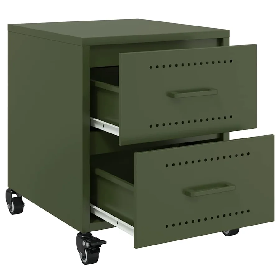 Tables de chevet 2 pcs vert olive 36x39x43,5 cm acier - 9