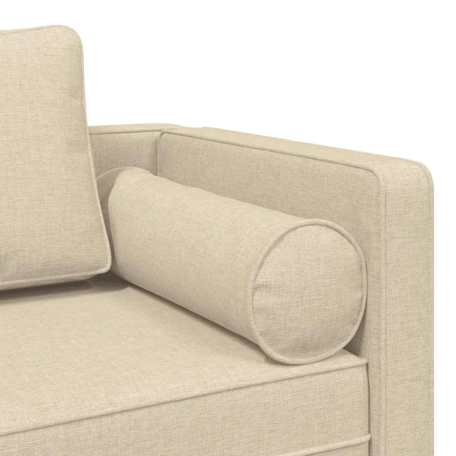 Chaise longue avec coussins crème tissu - 6