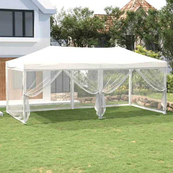 Folding party tent with side walls White 3x6 m