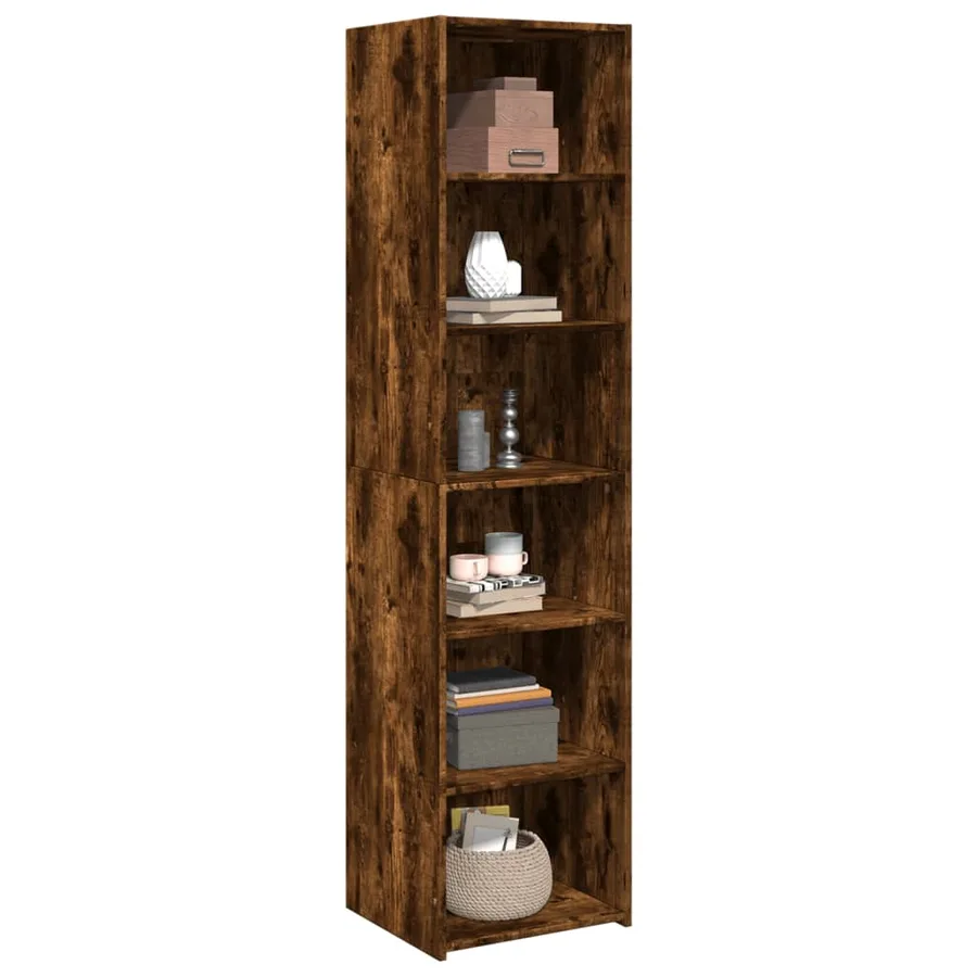 Buffet haut chêne fumé 45x41x185 cm bois d'ingénierie - 3