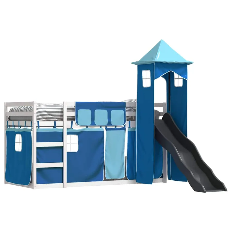 Lit superposé sans matelas avec toboggan et rideaux 80x200 cm - 4