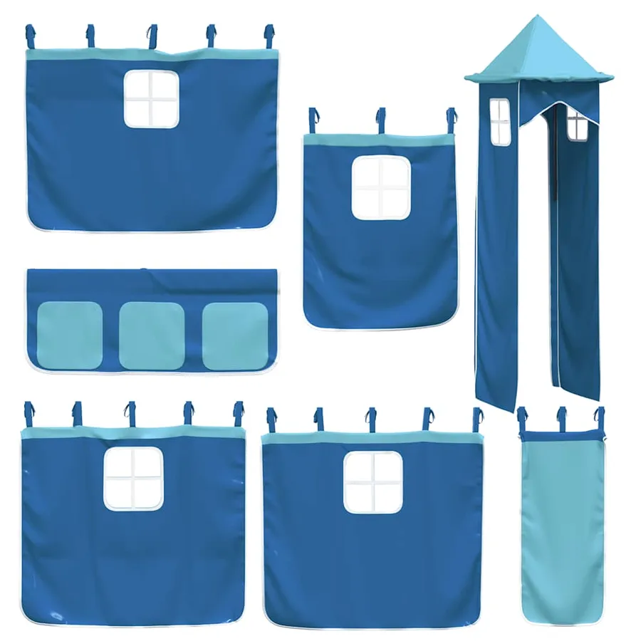 Lit superposé sans matelas avec toboggan et rideaux 80x200 cm - 6