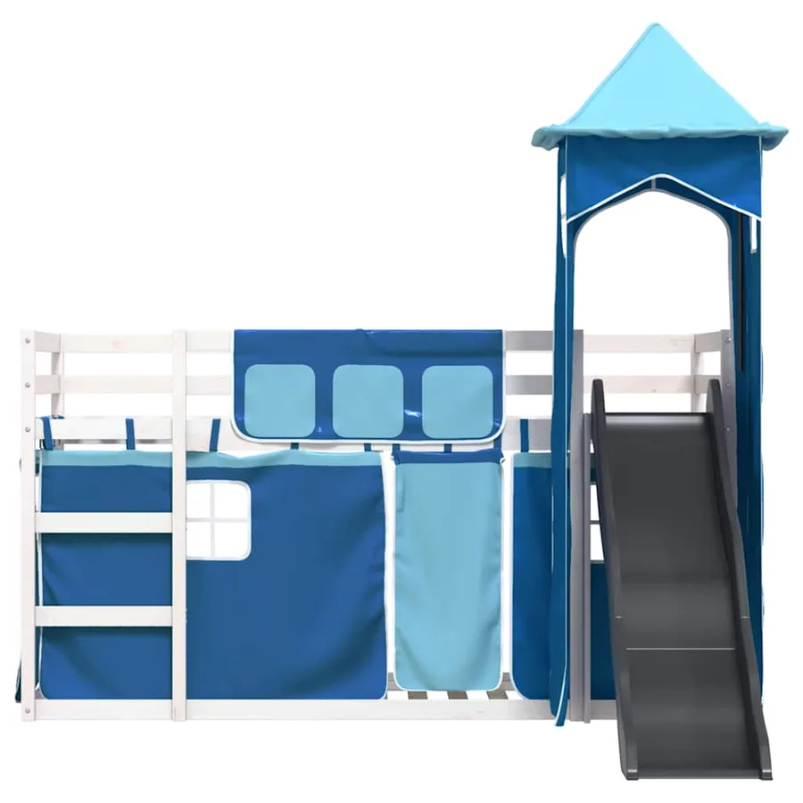 Lit superposé sans matelas avec toboggan et rideaux 80x200 cm - 7