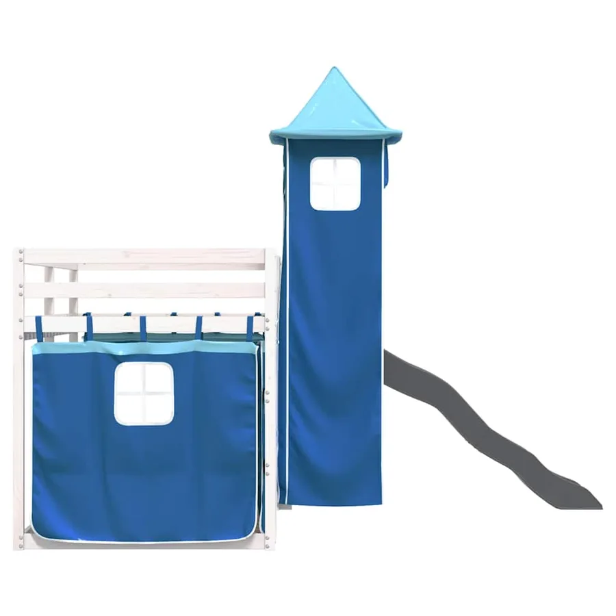 Lit superposé sans matelas avec toboggan et rideaux 80x200 cm - 9