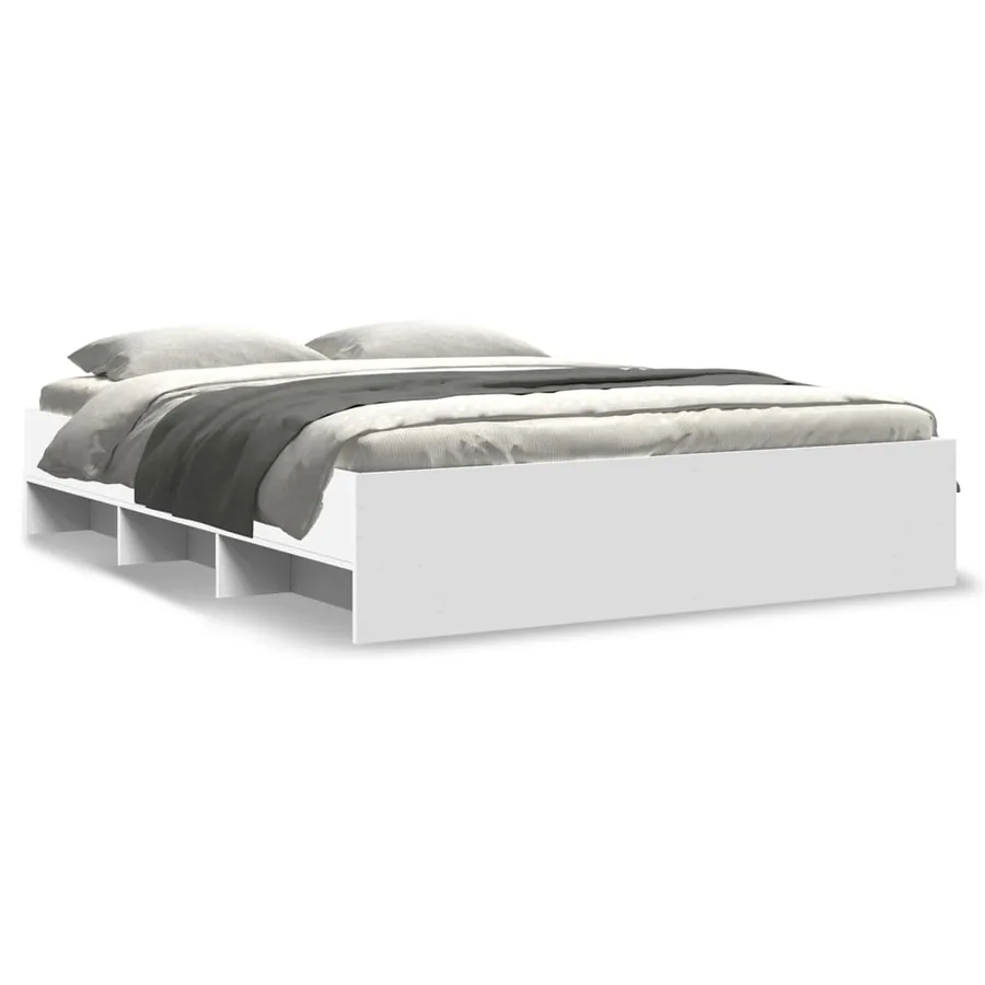 Cadre de lit sans matelas blanc 160x200 cm bois d'ingénierie - 2