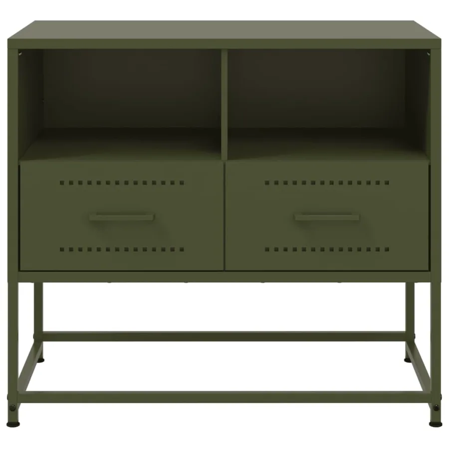 Meuble TV vert olive 68x39x60,5 cm acier - 6