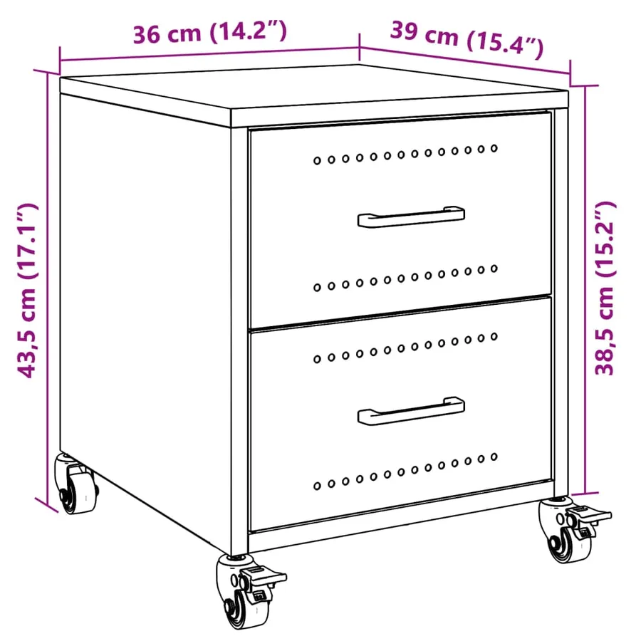 Table de chevet rose 36x39x43,5 cm acier - 13
