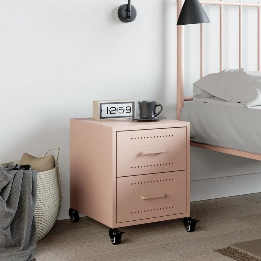 Table de chevet rose 36x39x43,5 cm acier - 3