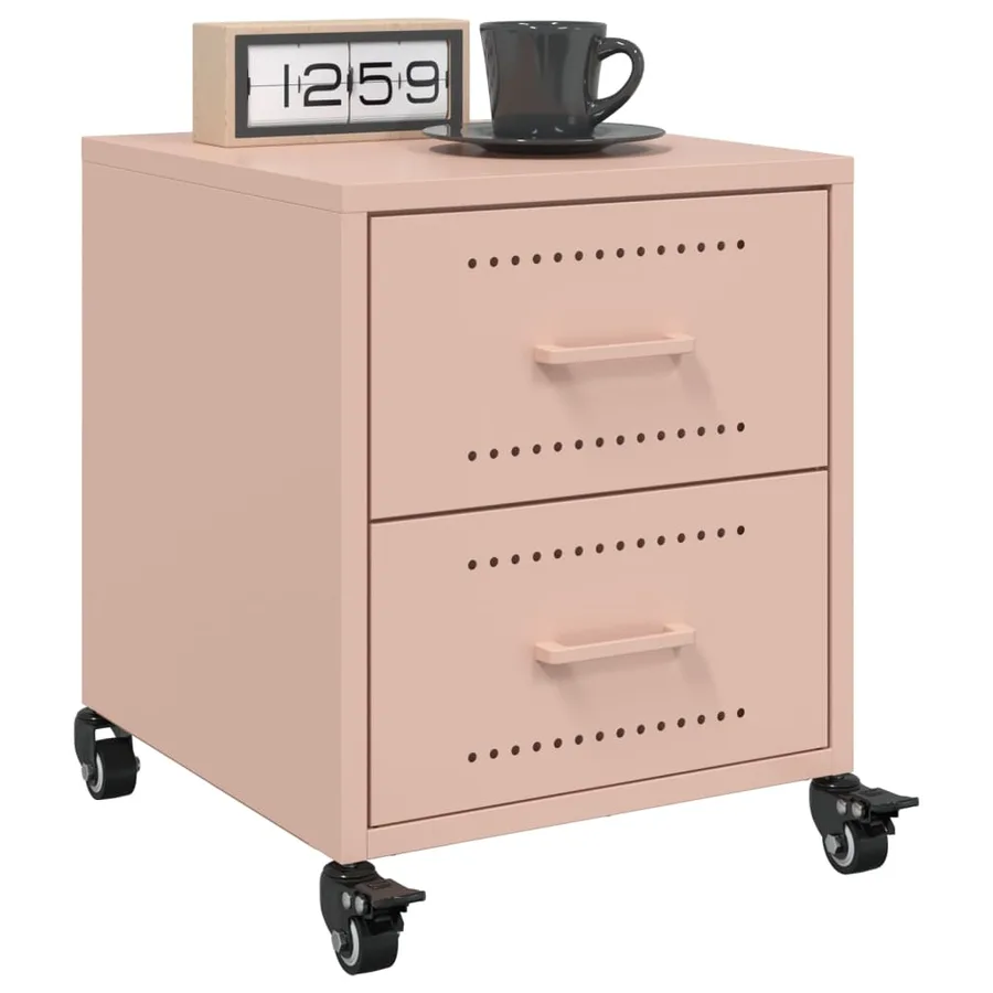 Table de chevet rose 36x39x43,5 cm acier - 5