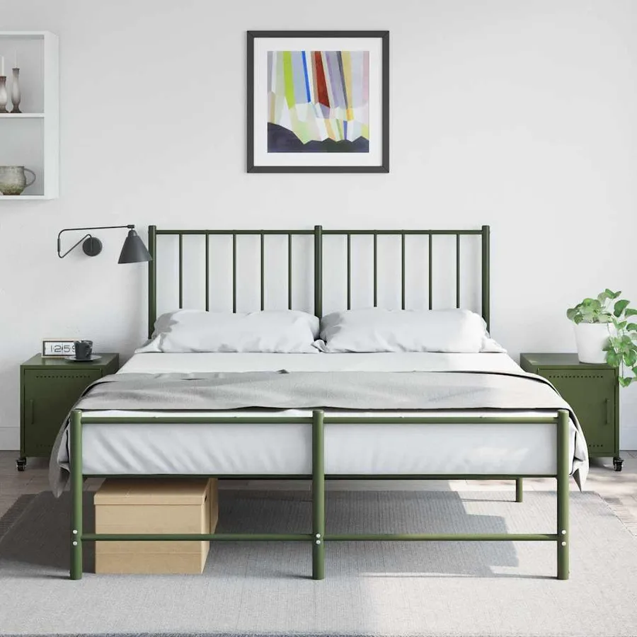 Tables de chevet 2 pcs vert olive 36x39x43,5 cm acier - 3