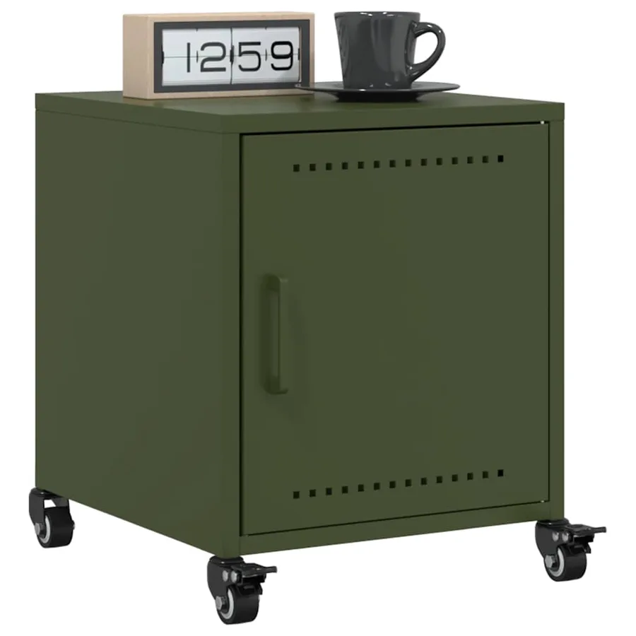 Tables de chevet 2 pcs vert olive 36x39x43,5 cm acier - 4