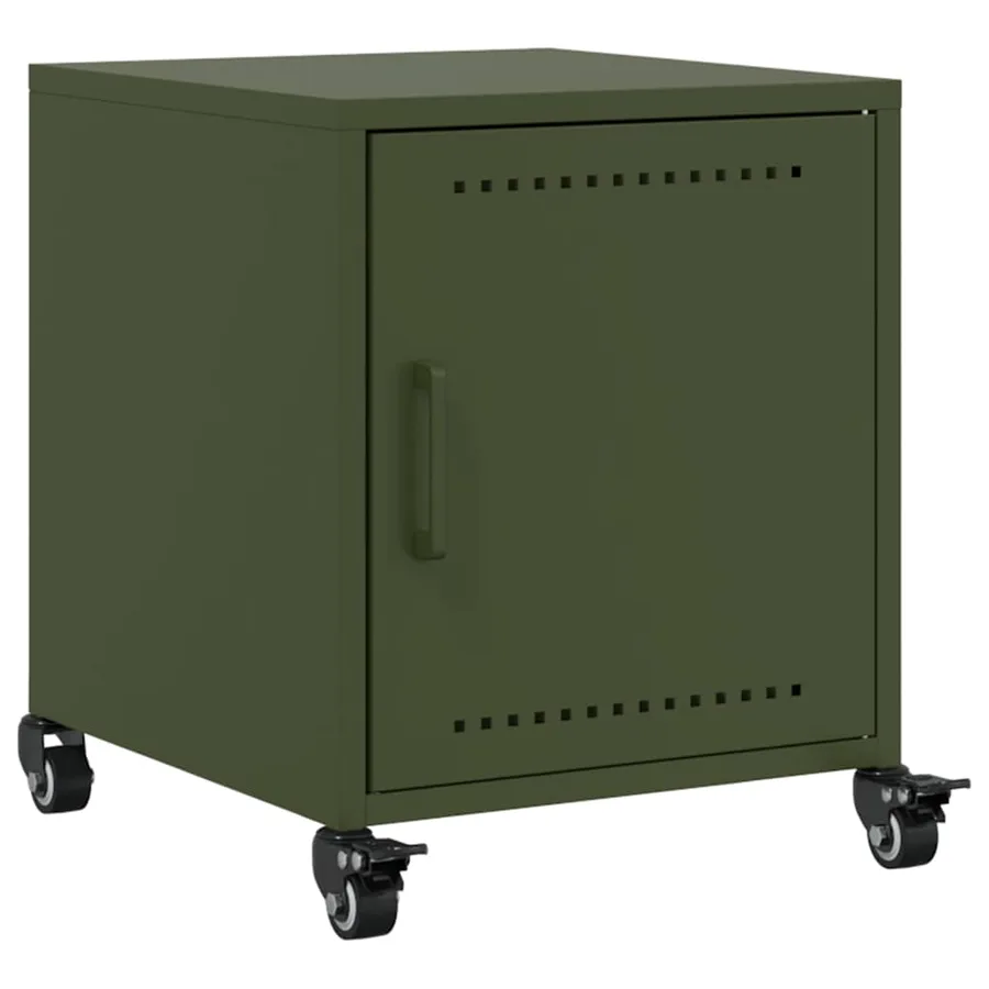 Tables de chevet 2 pcs vert olive 36x39x43,5 cm acier - 5