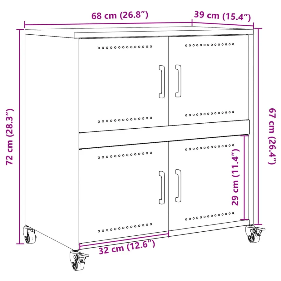Buffet vert olive 68x39x72 cm acier - 13