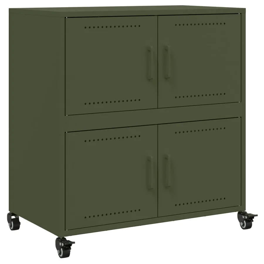 Buffet vert olive 68x39x72 cm acier - 2