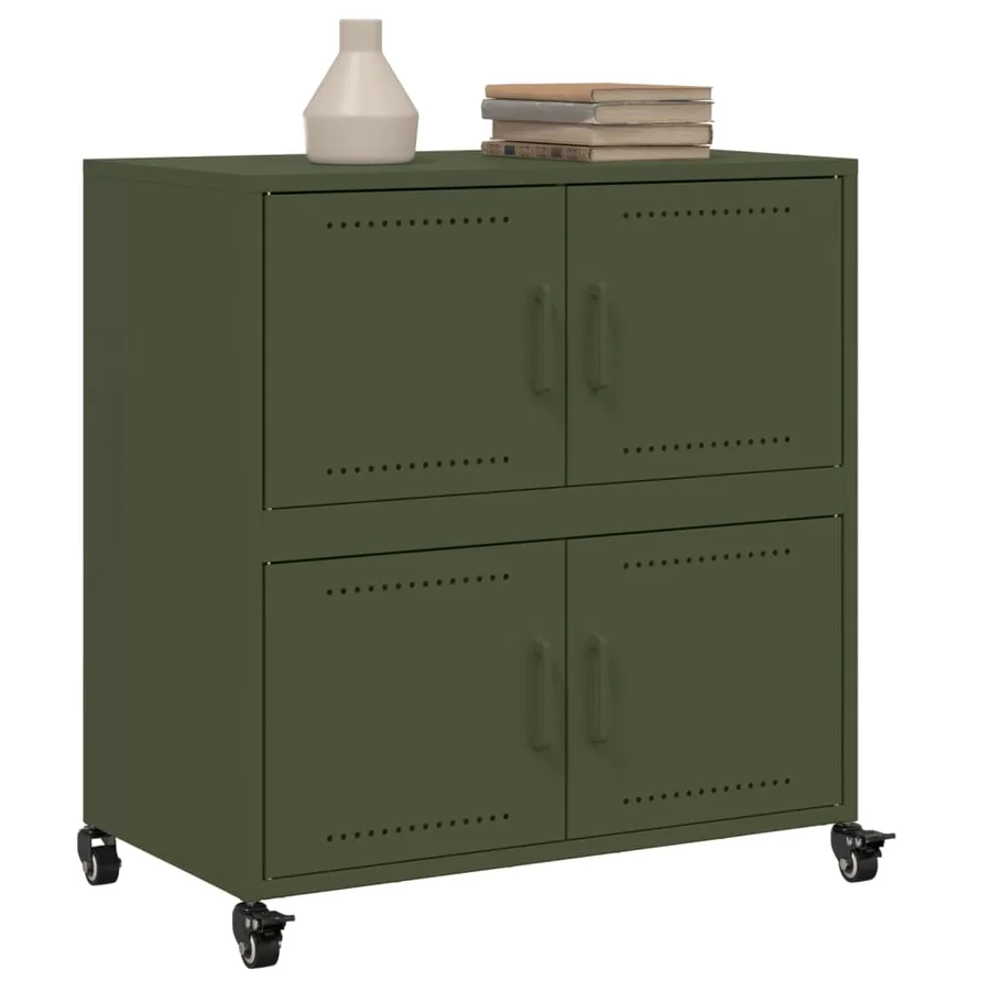 Buffet vert olive 68x39x72 cm acier - 4