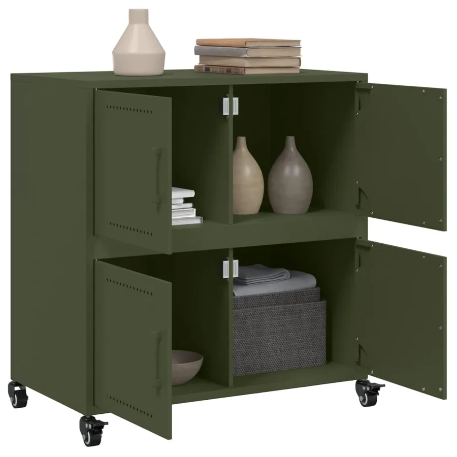 Buffet vert olive 68x39x72 cm acier - 5
