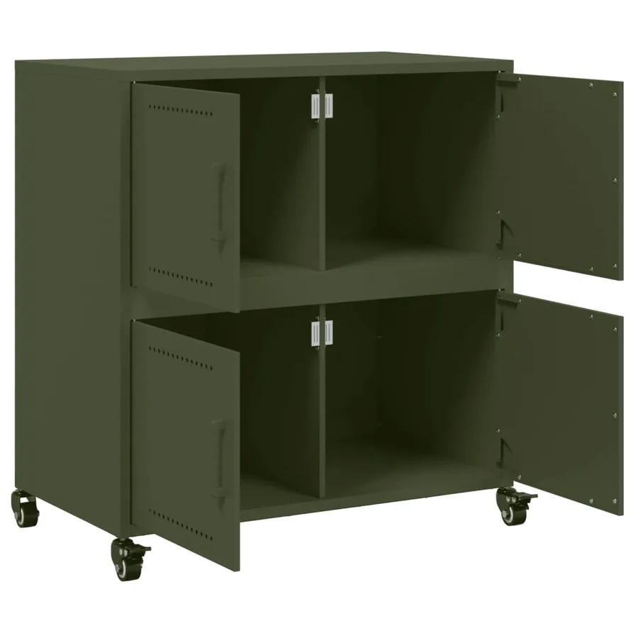 Buffet vert olive 68x39x72 cm acier - 9