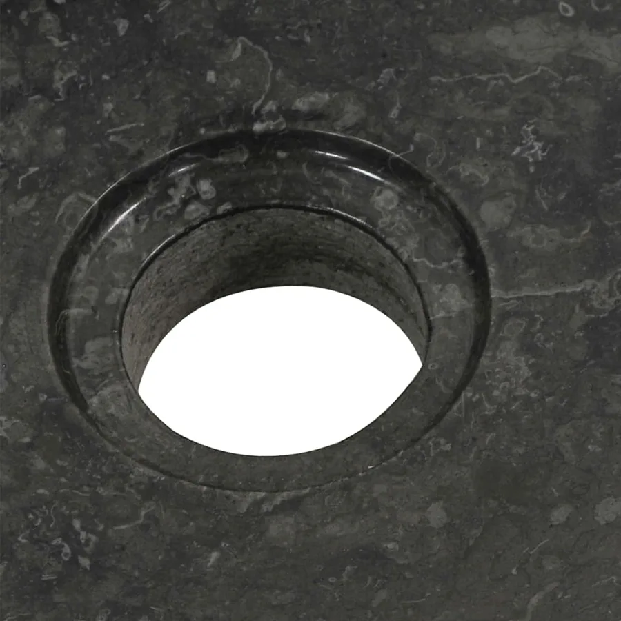 Armoire de toilette en teck solide avec lavabo en marbre Noir - 7
