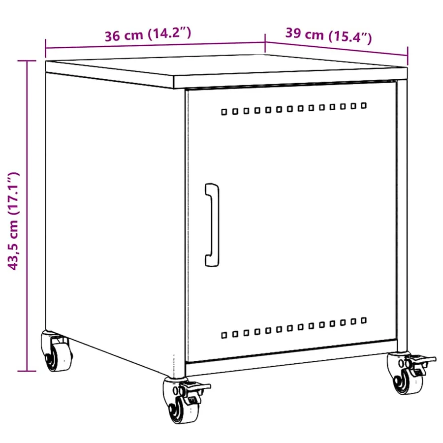 Table de chevet rose 36x38,5x43,5 cm acier - 13