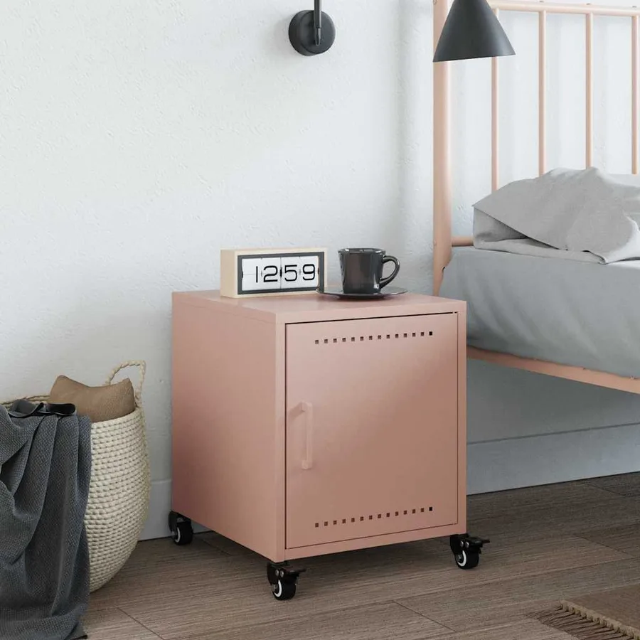 Table de chevet rose 36x38,5x43,5 cm acier - 3