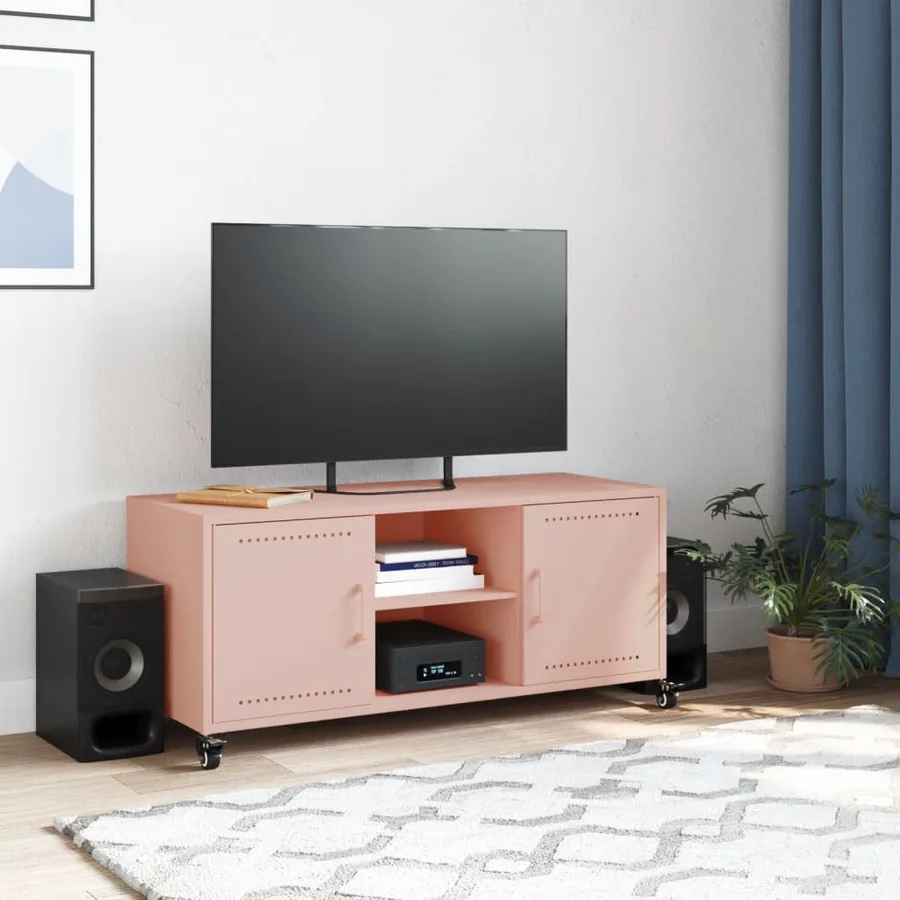 Meuble TV rose 100,5x39x43,5 cm acier - 3