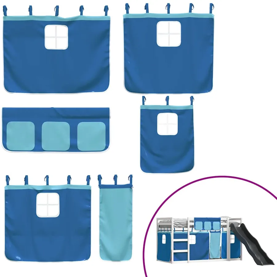 Lit superposé sans matelas avec toboggan et rideaux 90x200 cm - 5