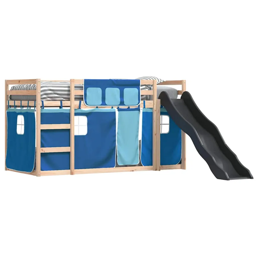 Lit superposé sans matelas avec toboggan et rideaux 90x190 cm - 4