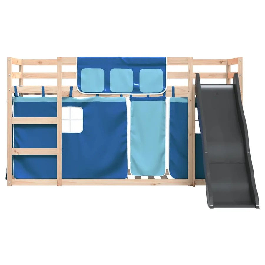 Lit superposé sans matelas avec toboggan et rideaux 90x190 cm - 7