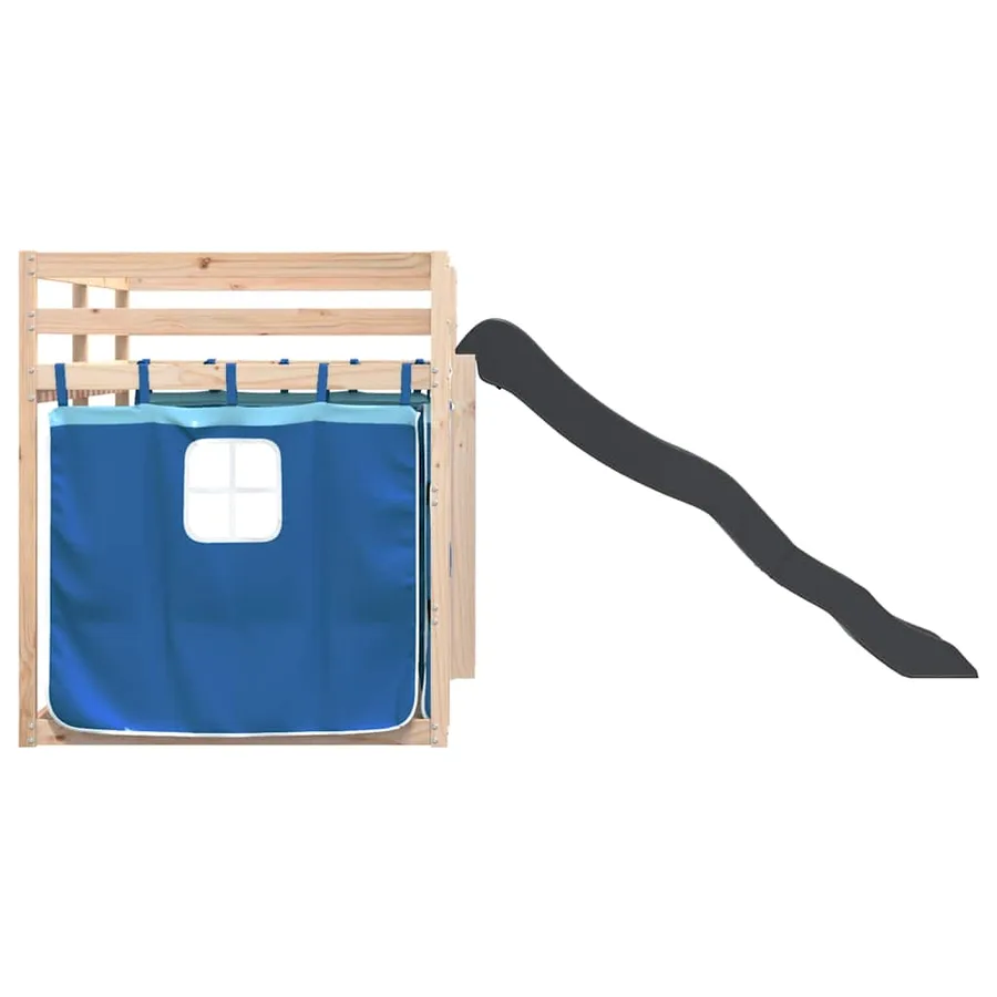 Lit superposé sans matelas avec toboggan et rideaux 90x190 cm - 9