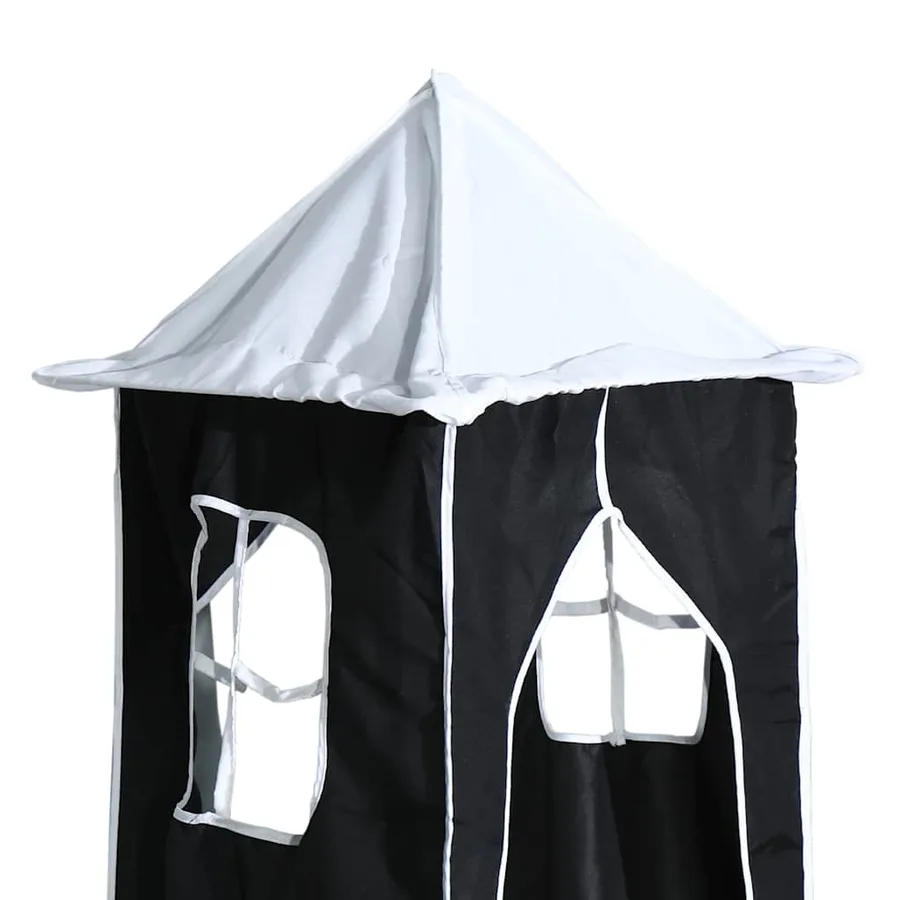 Lit superposé sans matelas avec toboggan blanc noir 90x200 cm - 13