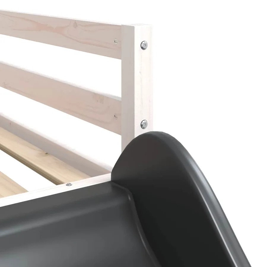 Lit superposé sans matelas avec toboggan blanc noir 90x200 cm - 14