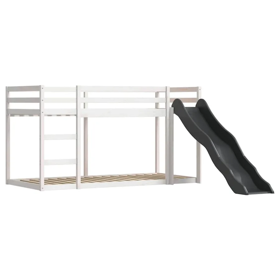 Lit superposé sans matelas avec toboggan blanc noir 90x200 cm - 8