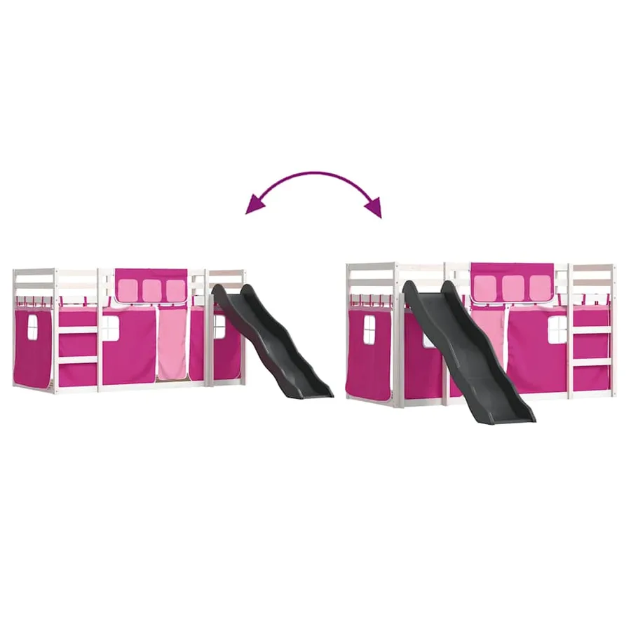 Lit superposé sans matelas avec toboggan et rideaux 90x190 cm - 11