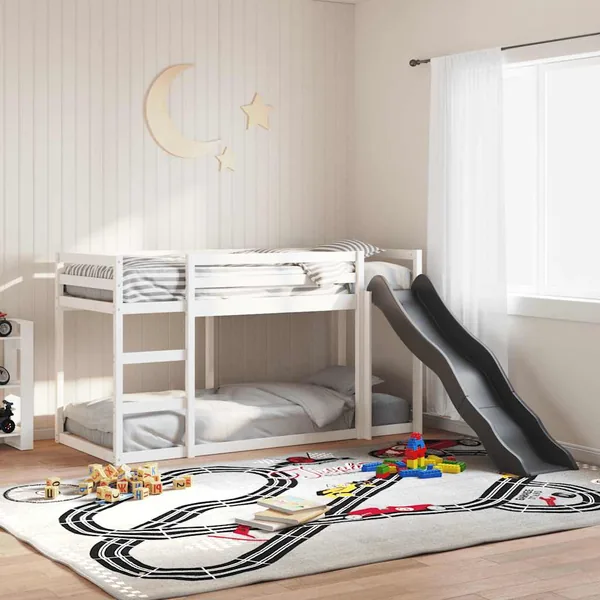 Lit superposé avec toboggan et échelle sans matelas 90x200 cm
