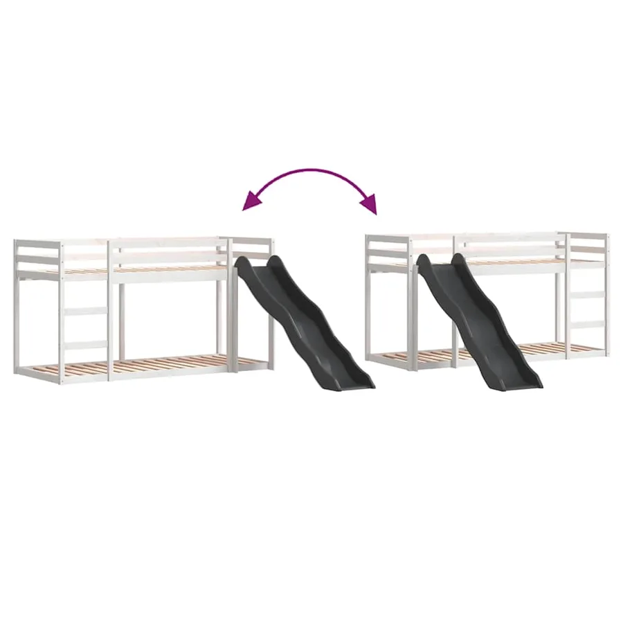 Lit superposé avec toboggan et échelle sans matelas 90x200 cm - 8