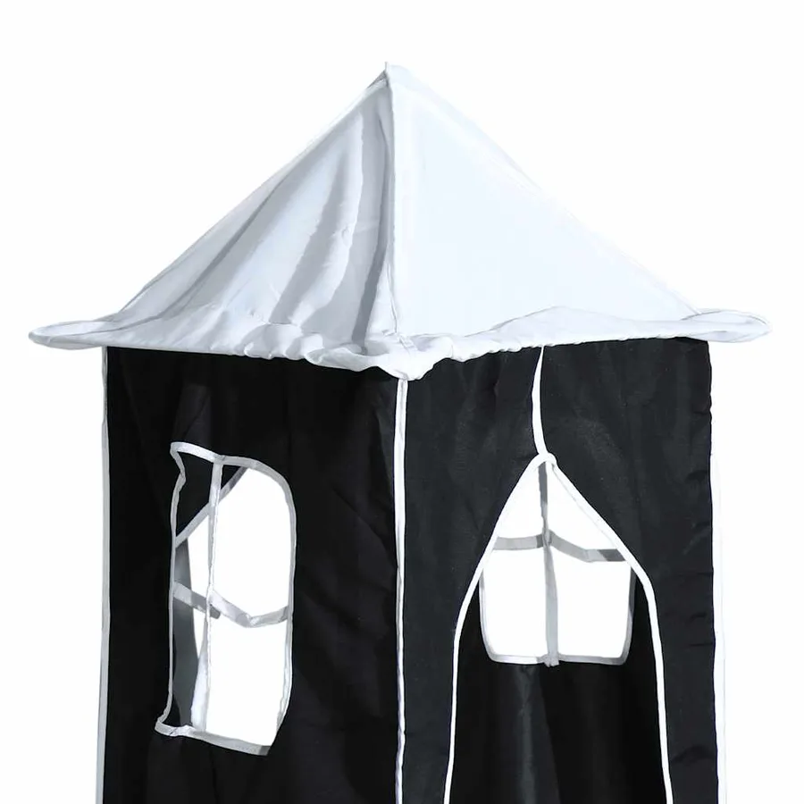 Lit superposé sans matelas avec toboggan blanc noir 90x190 cm - 13
