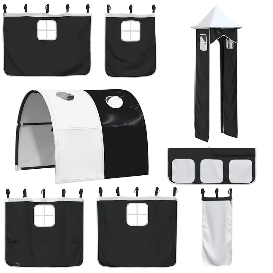 Lit superposé sans matelas avec toboggan blanc noir 90x190 cm - 6