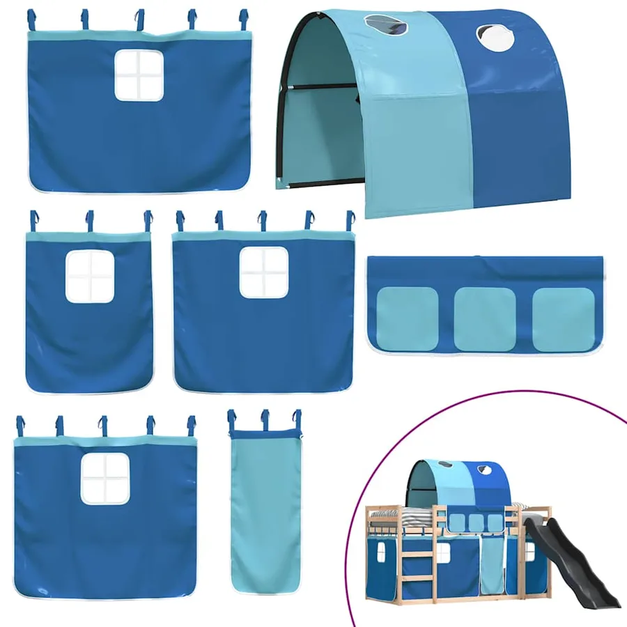 Lit superposé sans matelas avec toboggan et rideaux 90x190 cm - 5