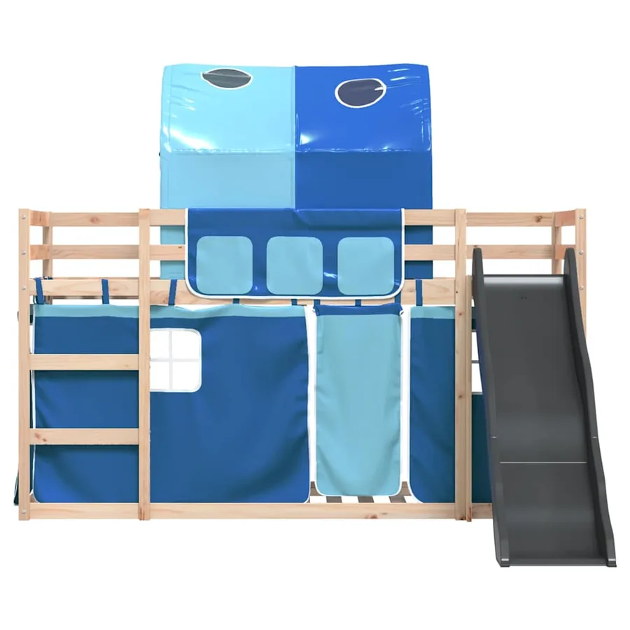 Lit superposé sans matelas avec toboggan et rideaux 90x190 cm - 7