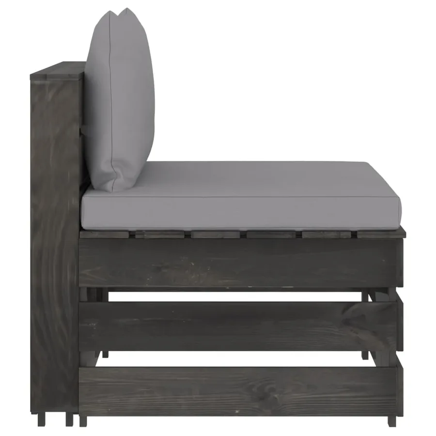 Canapé central sectionnel avec coussins Bois imprégné de gris - 2