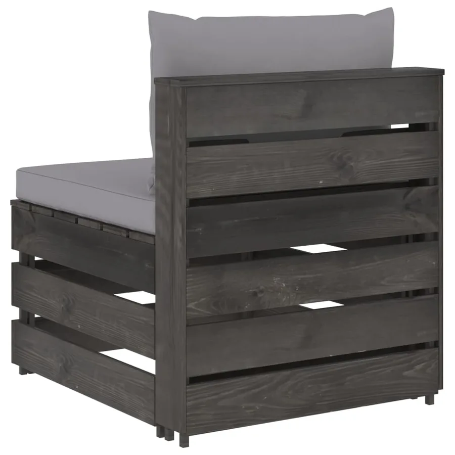Canapé central sectionnel avec coussins Bois imprégné de gris - 3